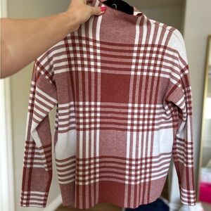 Plaid Women's Sweater - Burnt Orange and White
